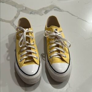 Yellow Low-Top Sneakers with White Laces